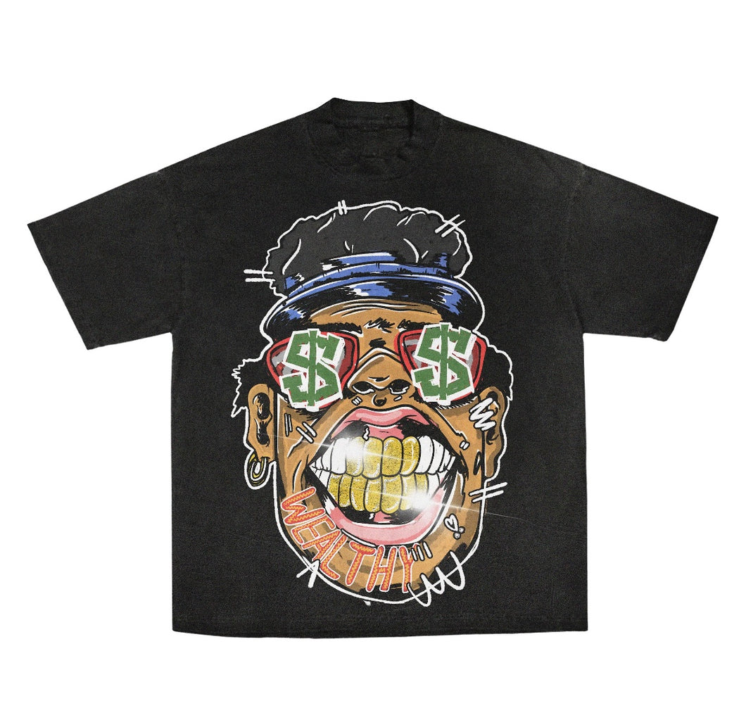 Drop shoulder Max Heavyweight Black T-Shirt  “Money Mann” oversized fit