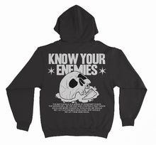 Load image into Gallery viewer, Black “Know Your Enemies“ hoodie
