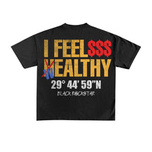 Load image into Gallery viewer, Black  “Health is Weath” Max Heavyweight&quot; T-Shirt Drop Shoulder fit
